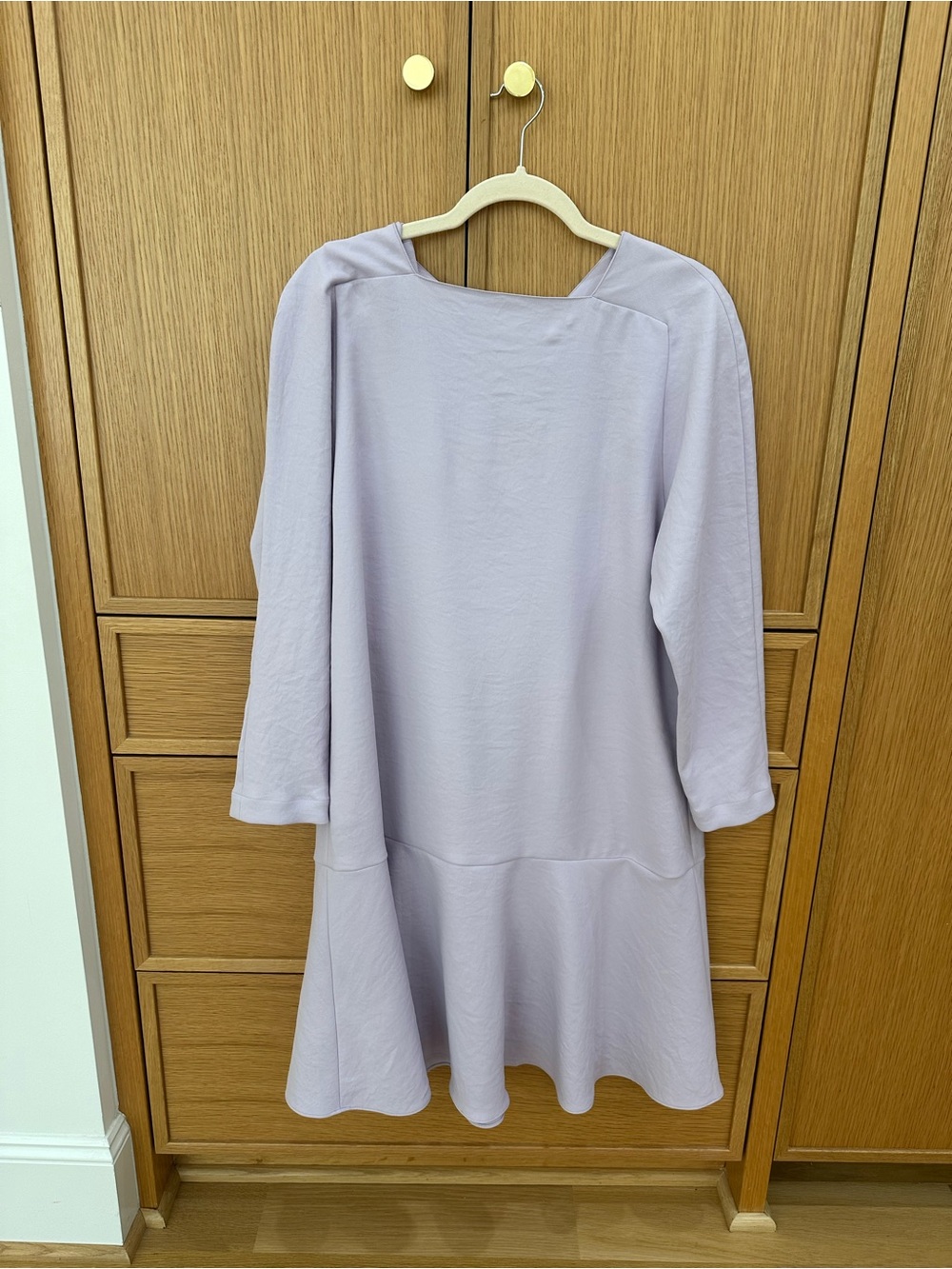 Tibi Chalky Drape Square-Neck Dress, Lavendar, Drop-Waist Dress, Size 6